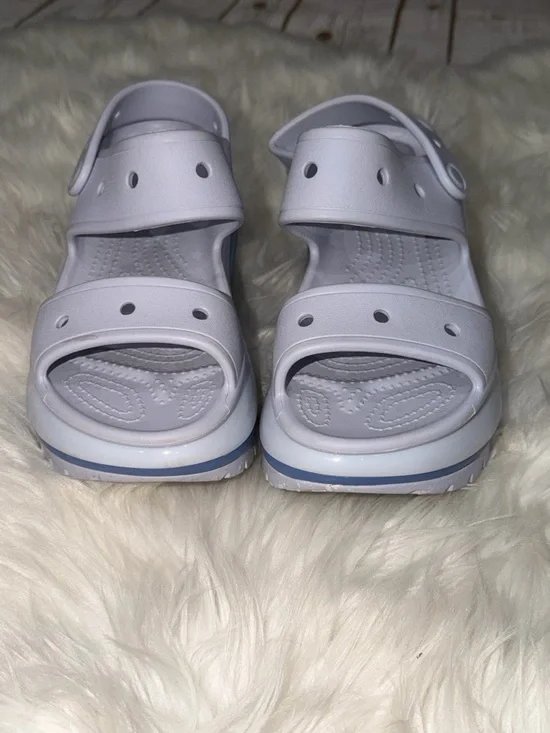 CROCS Light Grey and Blue Mega Crush Sandals Hyper Dreamscape Women’s 8 - Picture 2 of 5